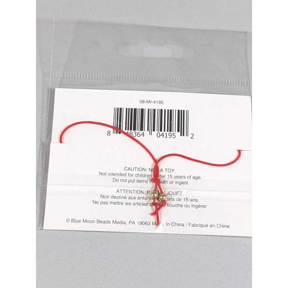 Loved Morse Code Bracelet Gold Tone Red Cord‎ Adjustable Minimalist Gift